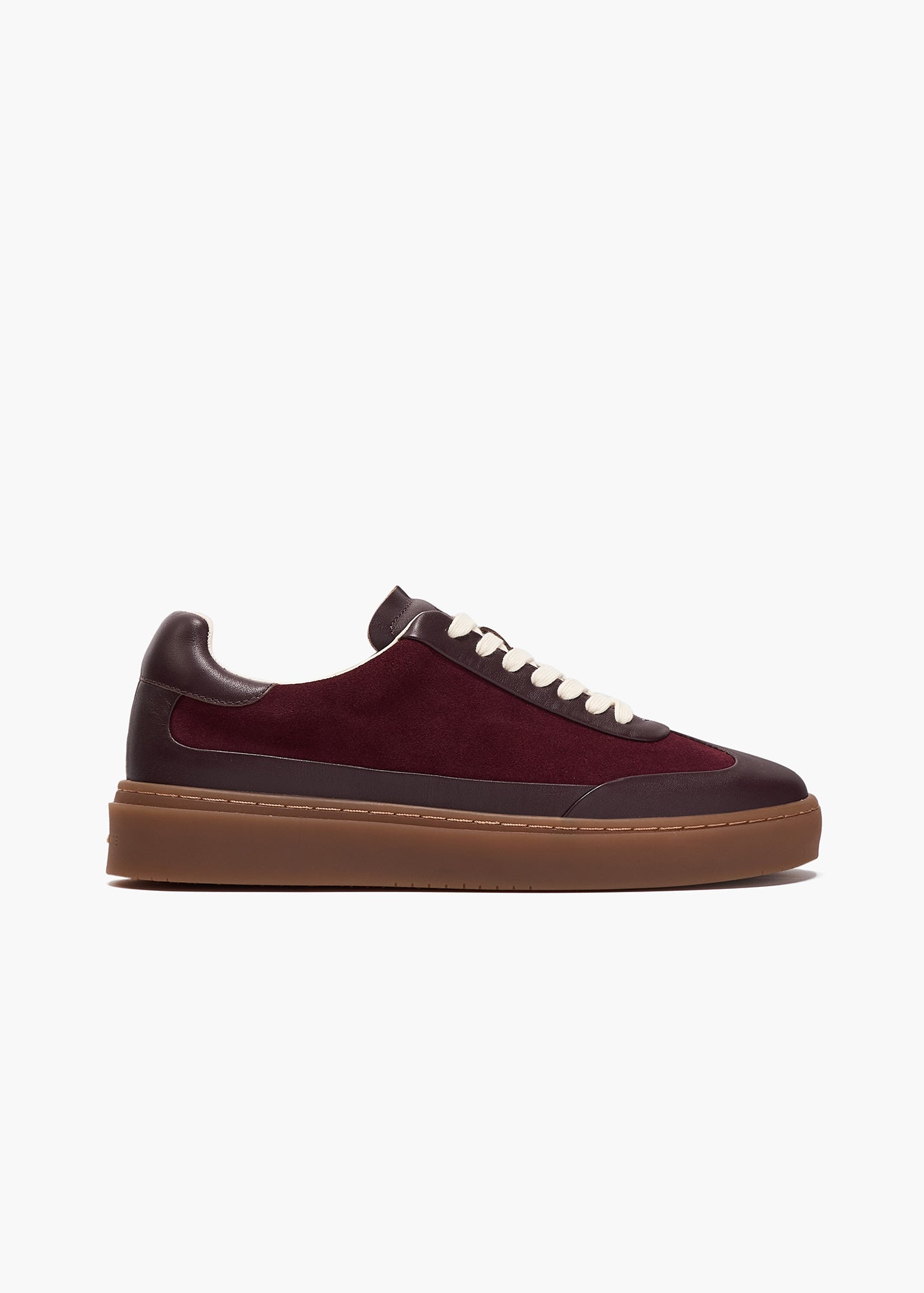 Dara Women Burgundy Bordeaux Leather-Trimmed Suede Trainers