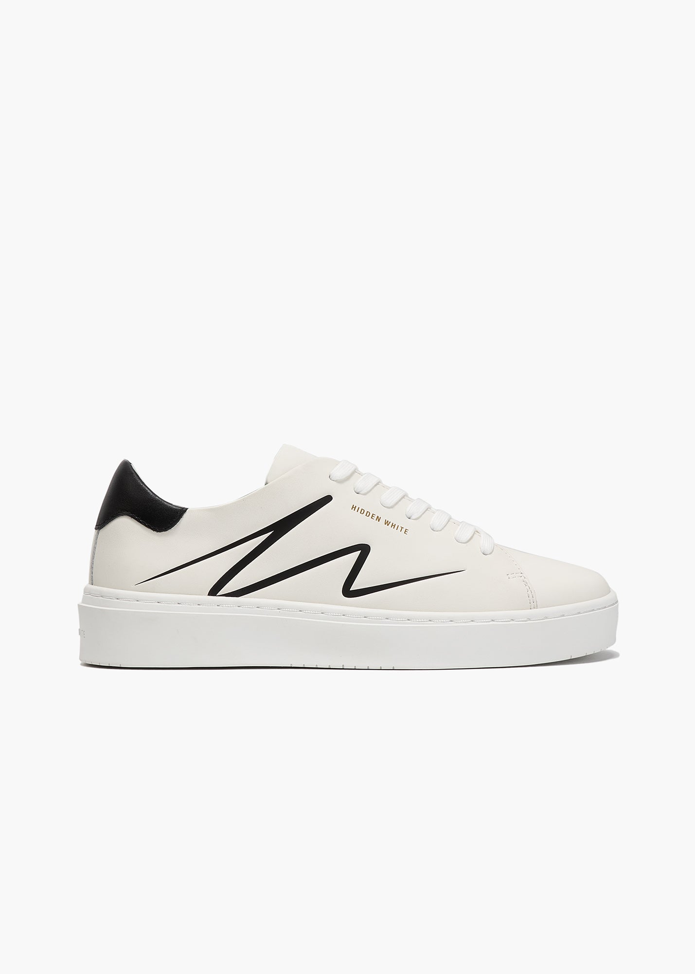 ★RAIVE★ Dylan in White 01 Dylan Men White Black Leather Sneakers – Hidden White