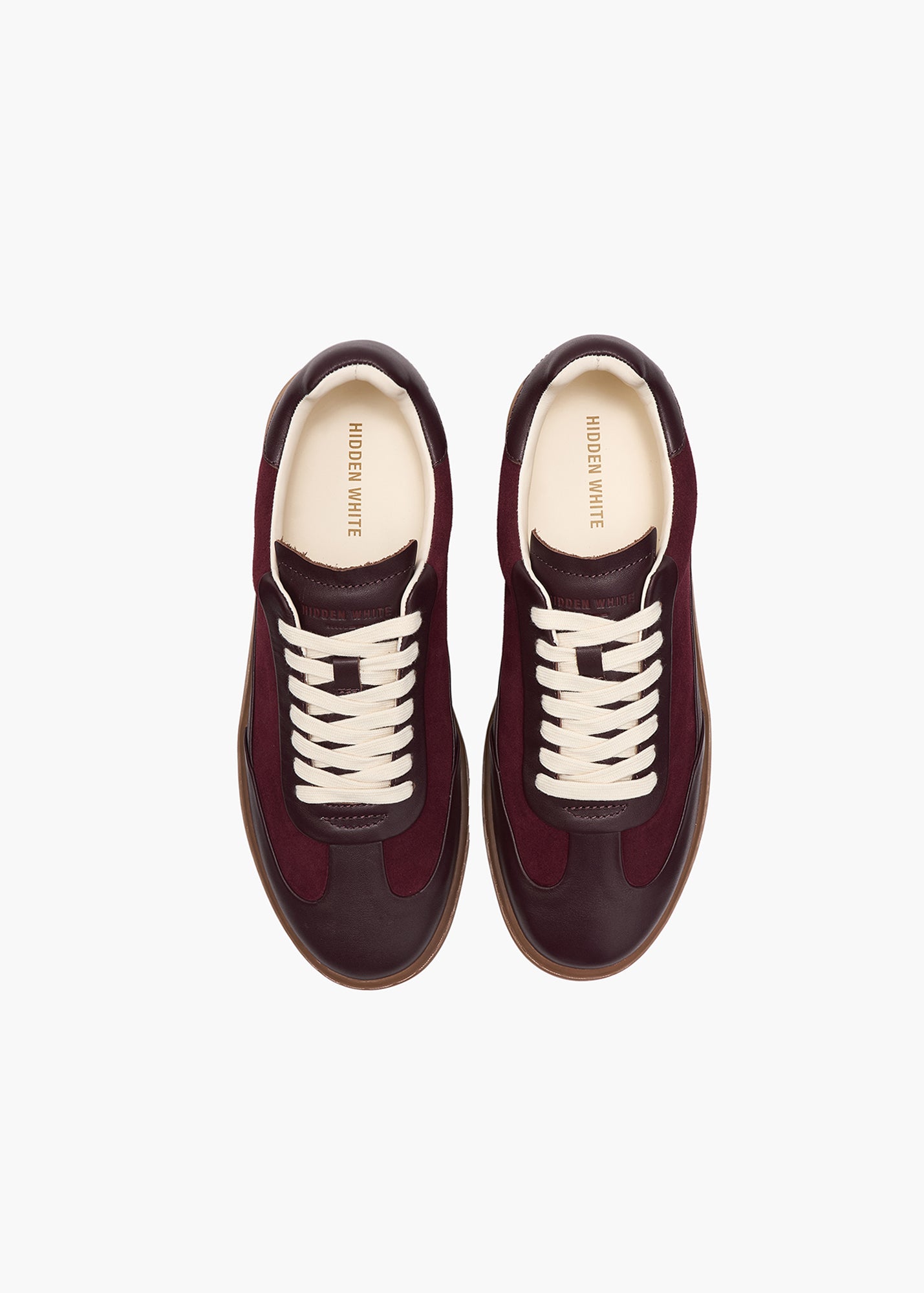 Dara Men Burgundy Bordeaux Leather-Trimmed Suede Trainers – Hidden