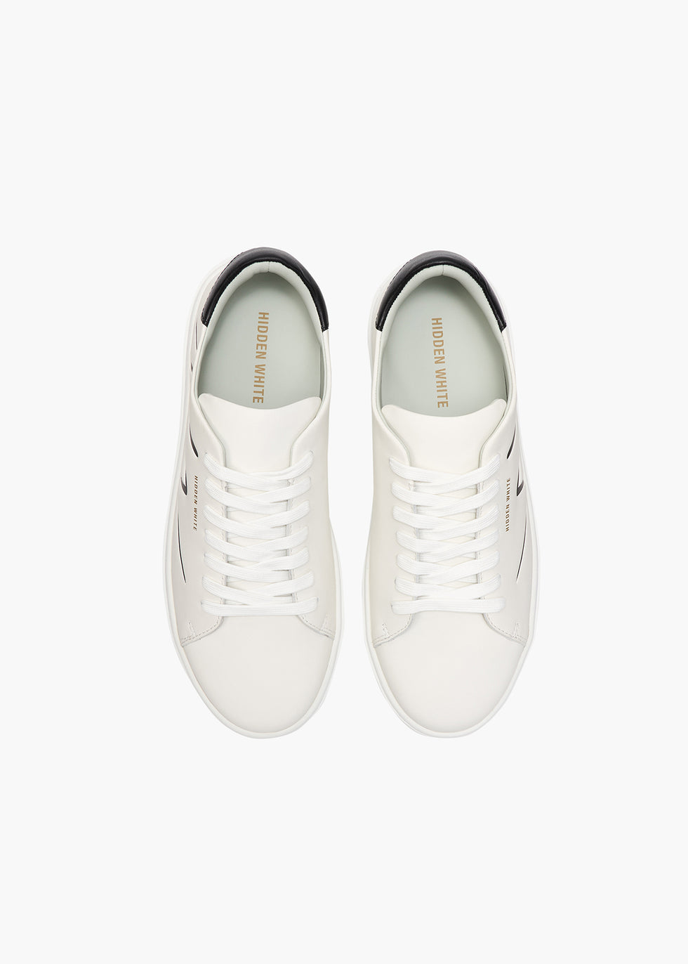 Dylan Men White Black Leather Trainers – Hidden White