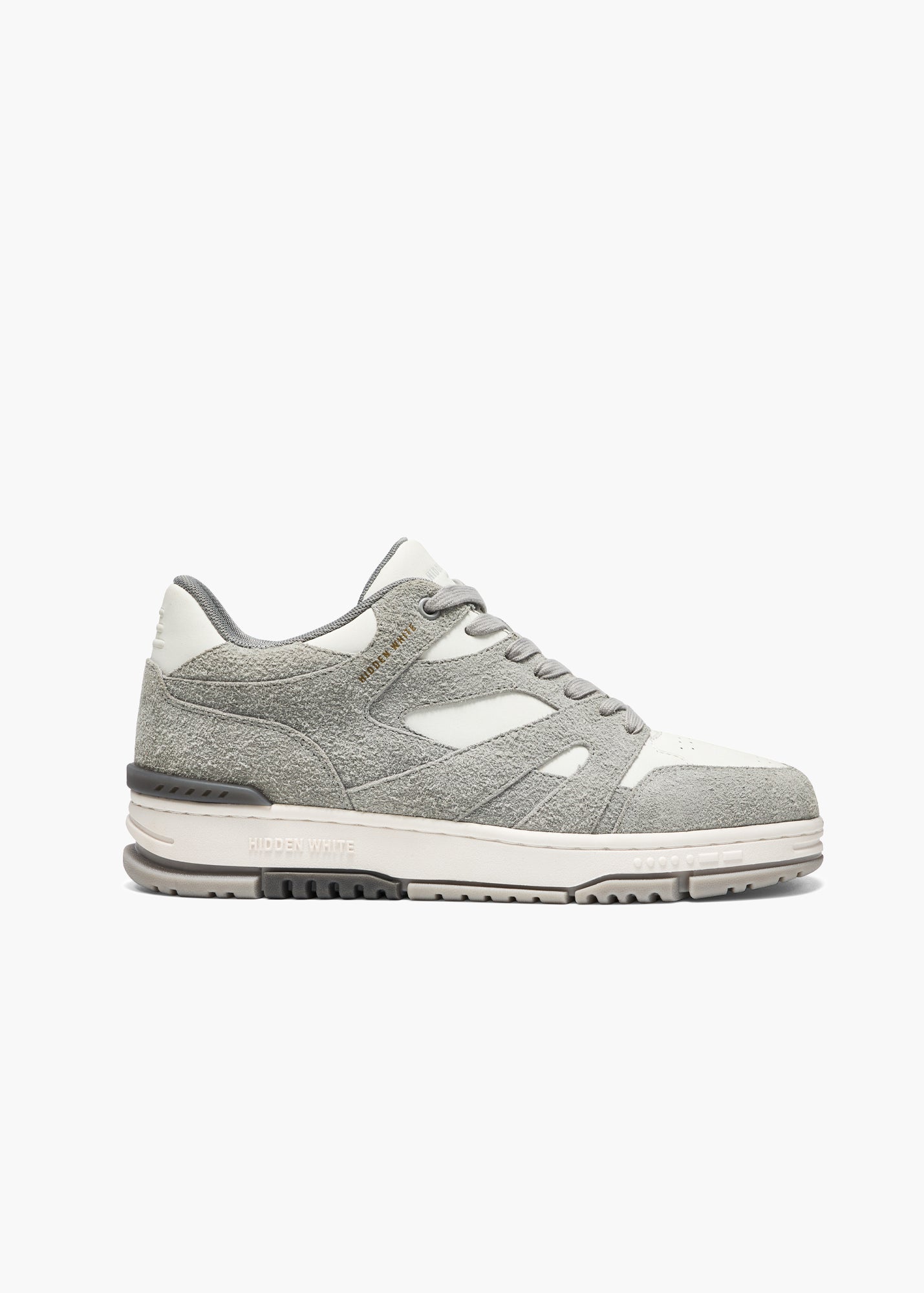 Halo Men White Grey Suede-Trimmed Leather Sneakers