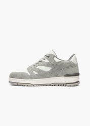 Halo Men White Grey Suede-Trimmed Leather Sneakers