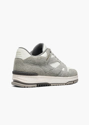 Halo Men White Grey Suede-Trimmed Leather Sneakers