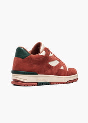 Halo Women Ivory Burnt Orange Forest Green Suede-Trimmed Leather Sneakers
