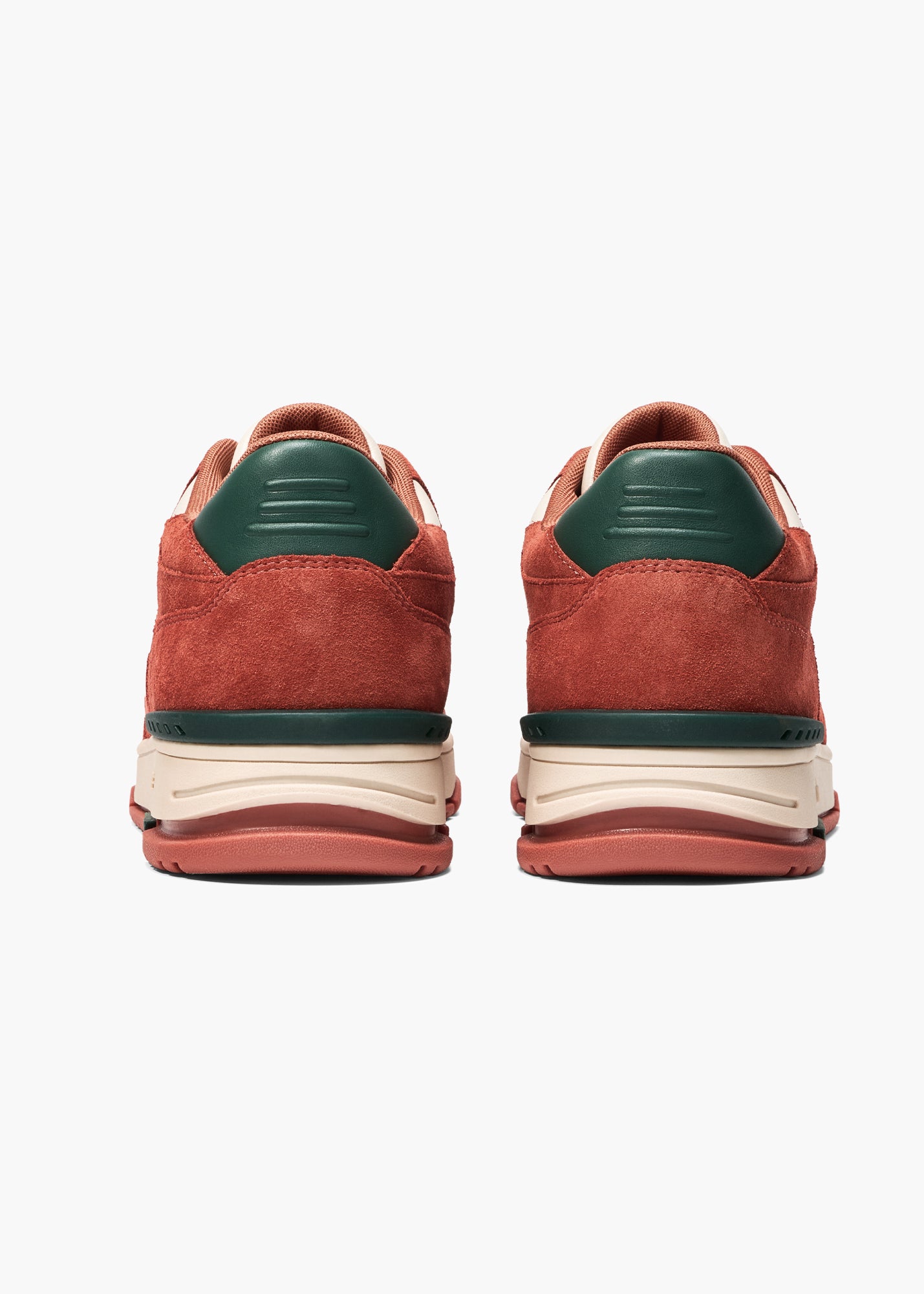 Halo Women Ivory Burnt Orange Forest Green Suede-Trimmed Leather Sneakers