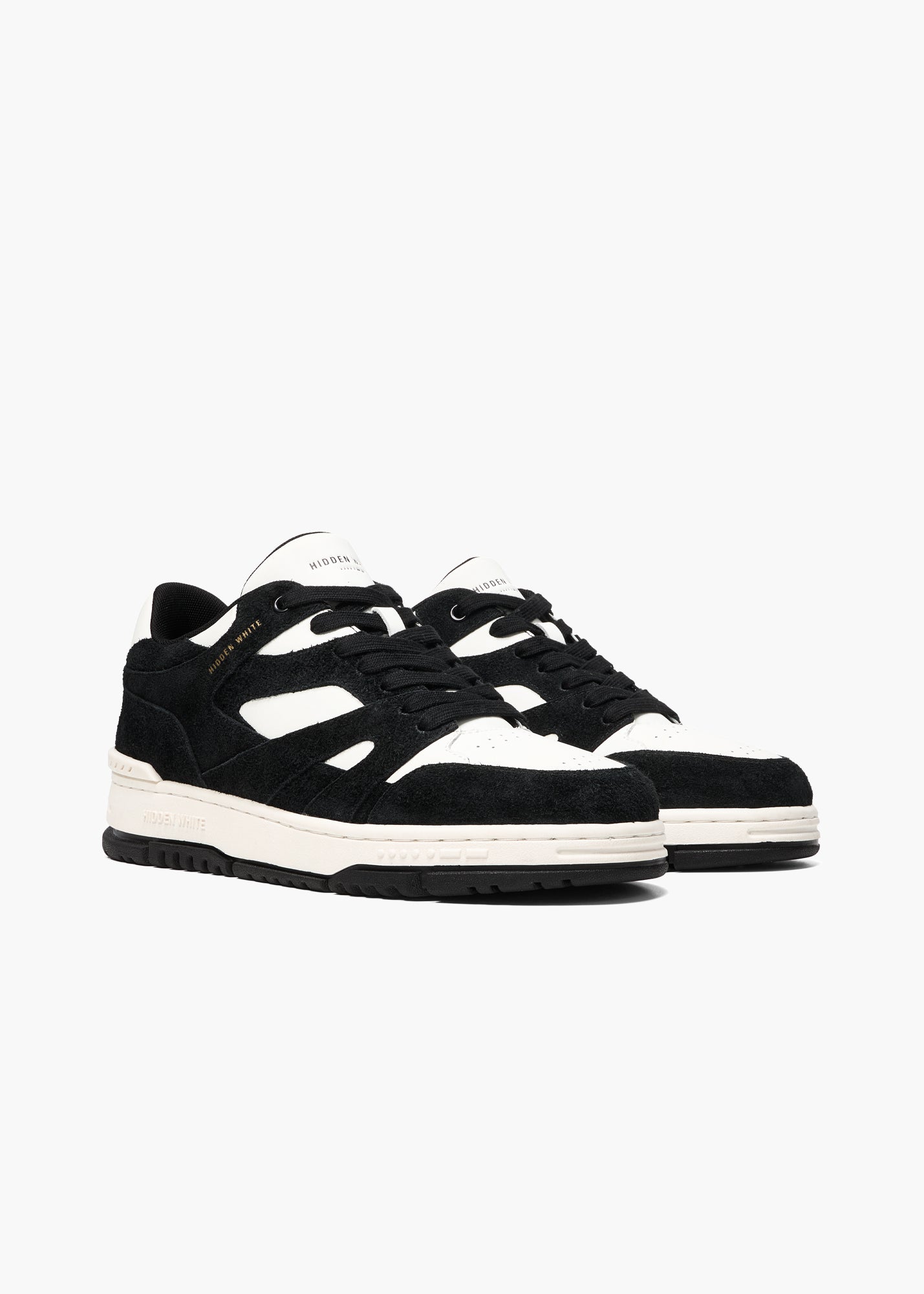 Halo Women White Black Suede-Trimmed Leather Sneakers