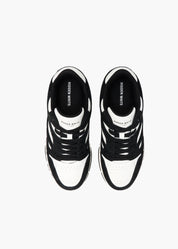 Halo Women White Black Suede-Trimmed Leather Sneakers