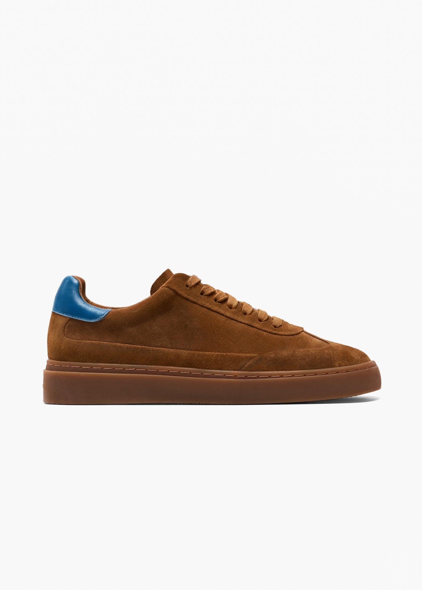 Dara Men Dark Taupe Royal Blue Leather-Trimmed Suede Trainers
