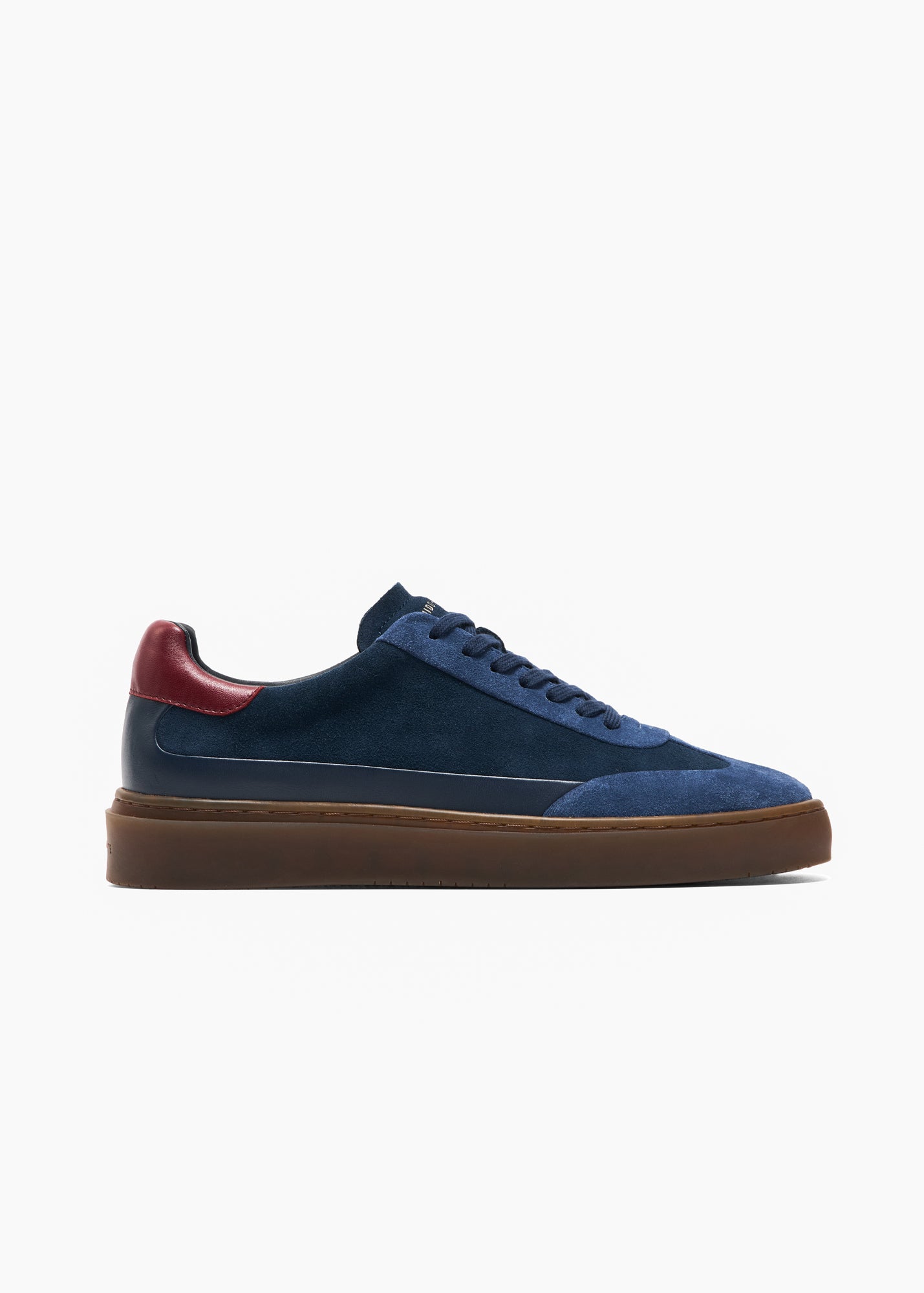 Dara Men Night Blue Royal Blue Deep Crimson Leather-Trimmed Suede Sneakers