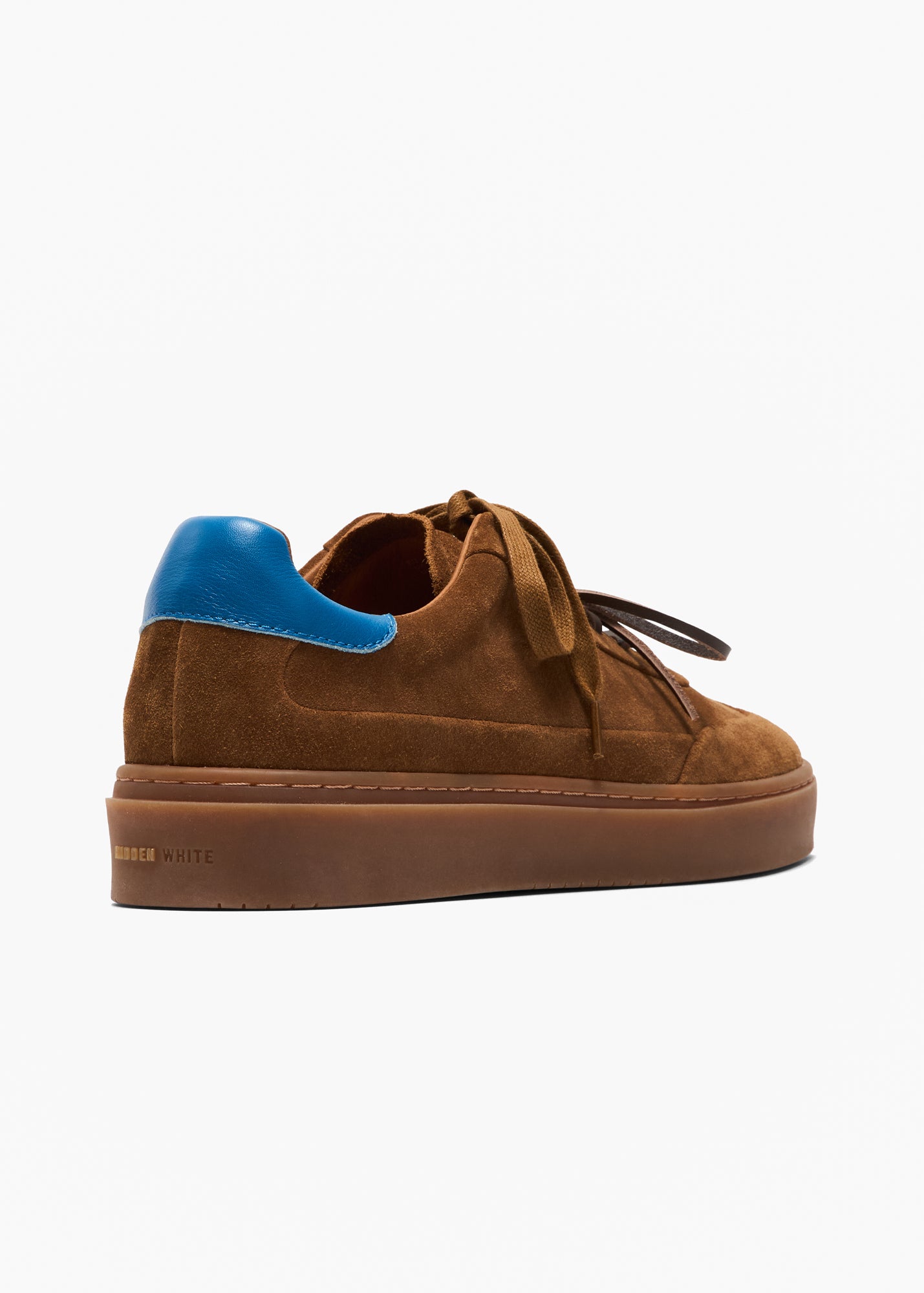 Dara Women Dark Taupe Royal Blue Leather-Trimmed Suede Trainers