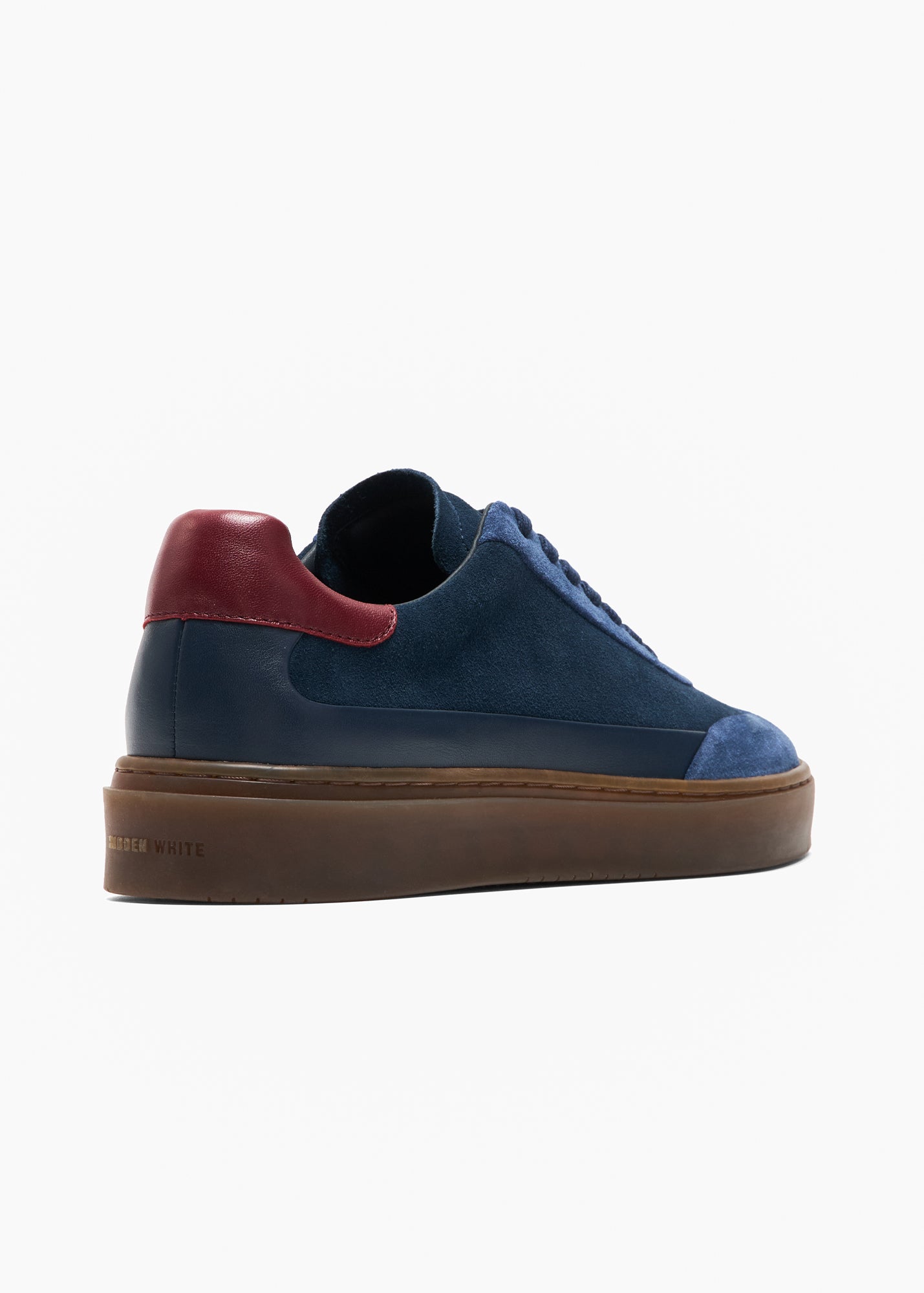 Dara Men Night Blue Royal Blue Deep Crimson Leather-Trimmed Suede Sneakers