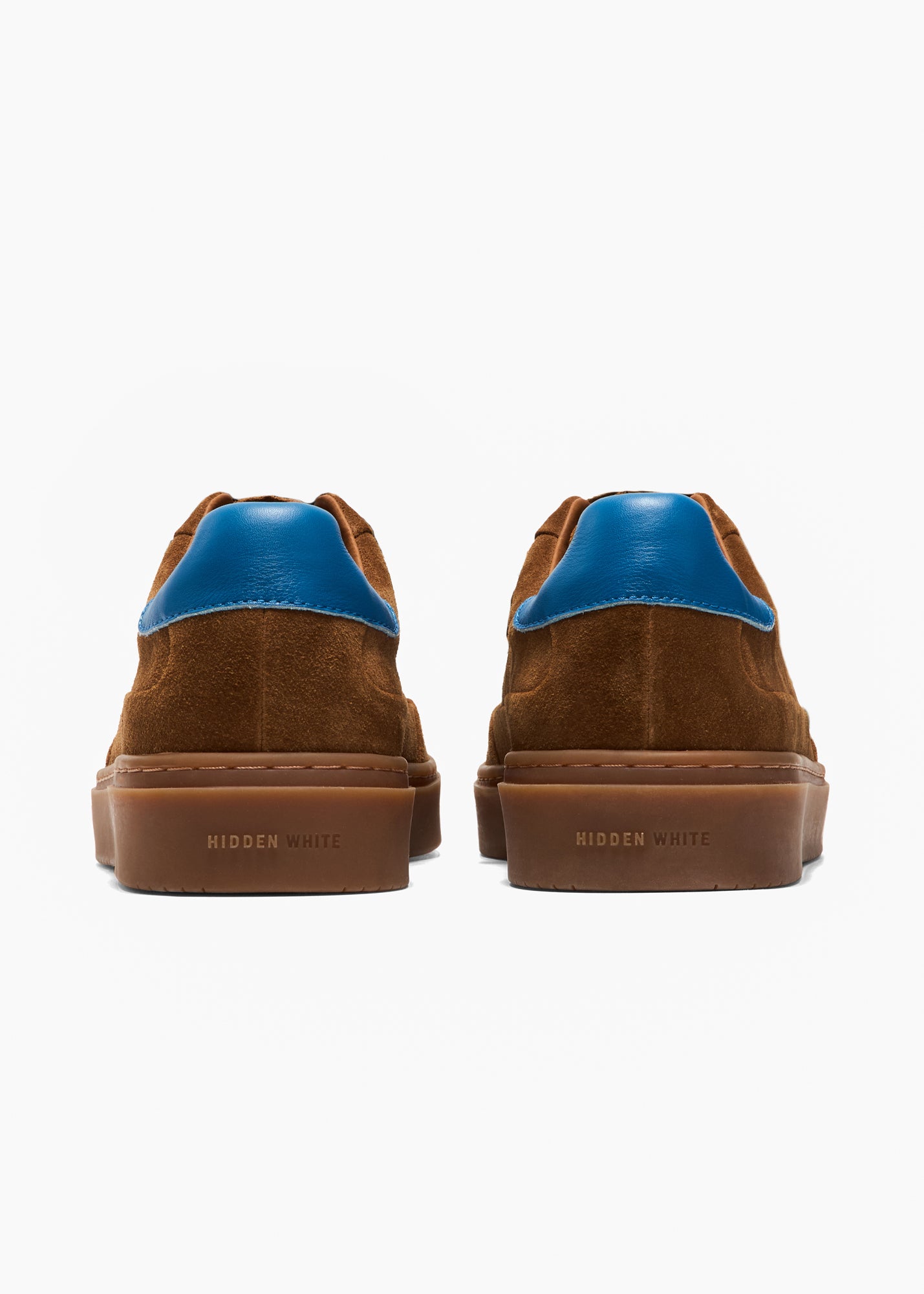 Dara Men Dark Taupe Royal Blue Leather-Trimmed Suede Trainers