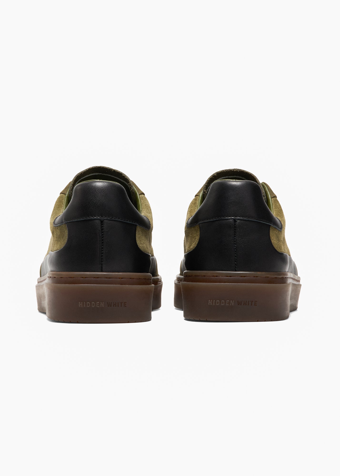 Dara Men Deep Sage Black Leather-Trimmed Suede Trainers – Hidden White