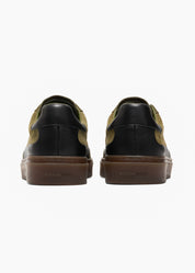 Dara Men Deep Sage Black Leather-Trimmed Suede Sneakers