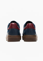 Dara Men Night Blue Royal Blue Deep Crimson Leather-Trimmed Suede Sneakers