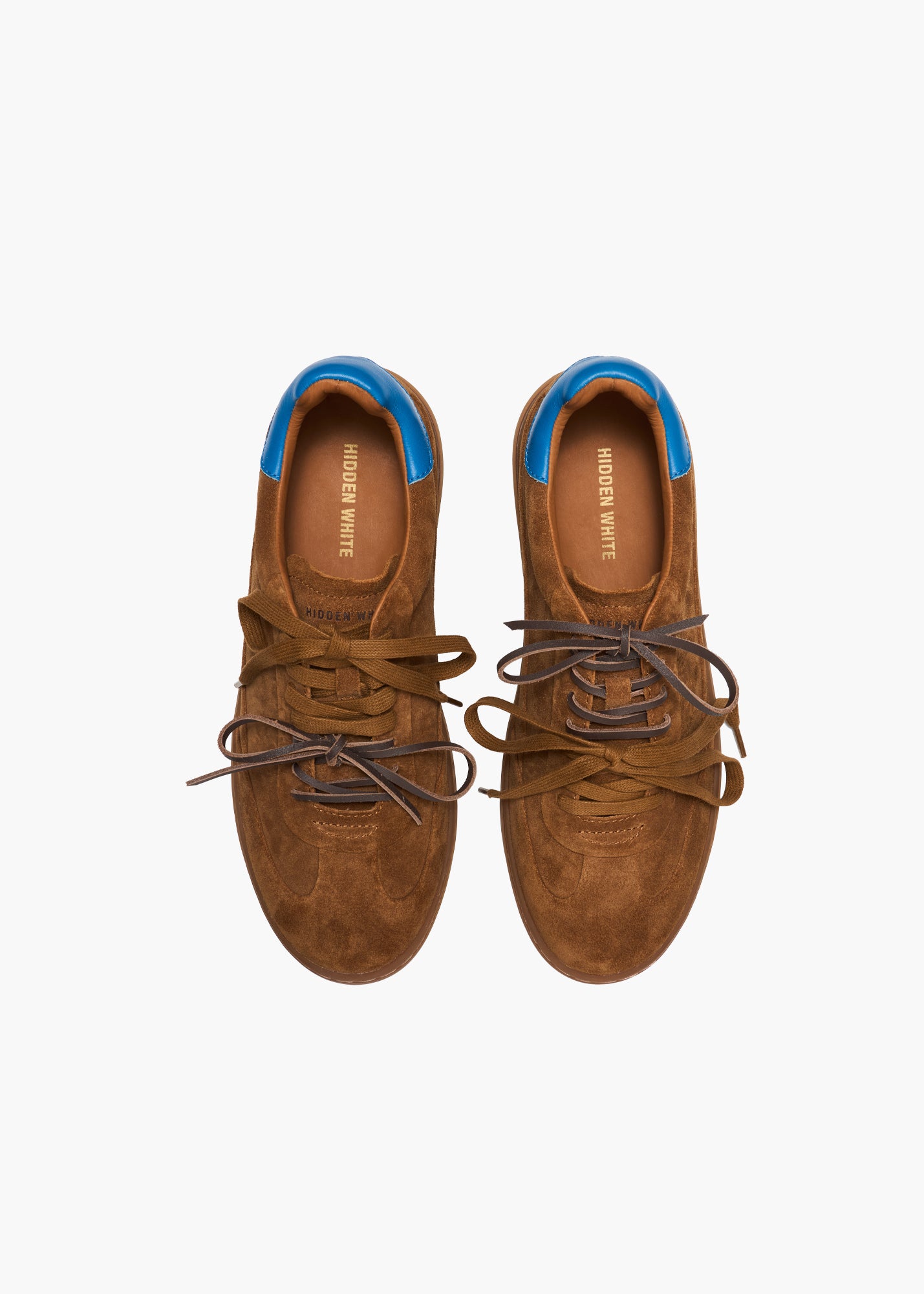 Dara Women Dark Taupe Royal Blue Leather-Trimmed Suede Trainers