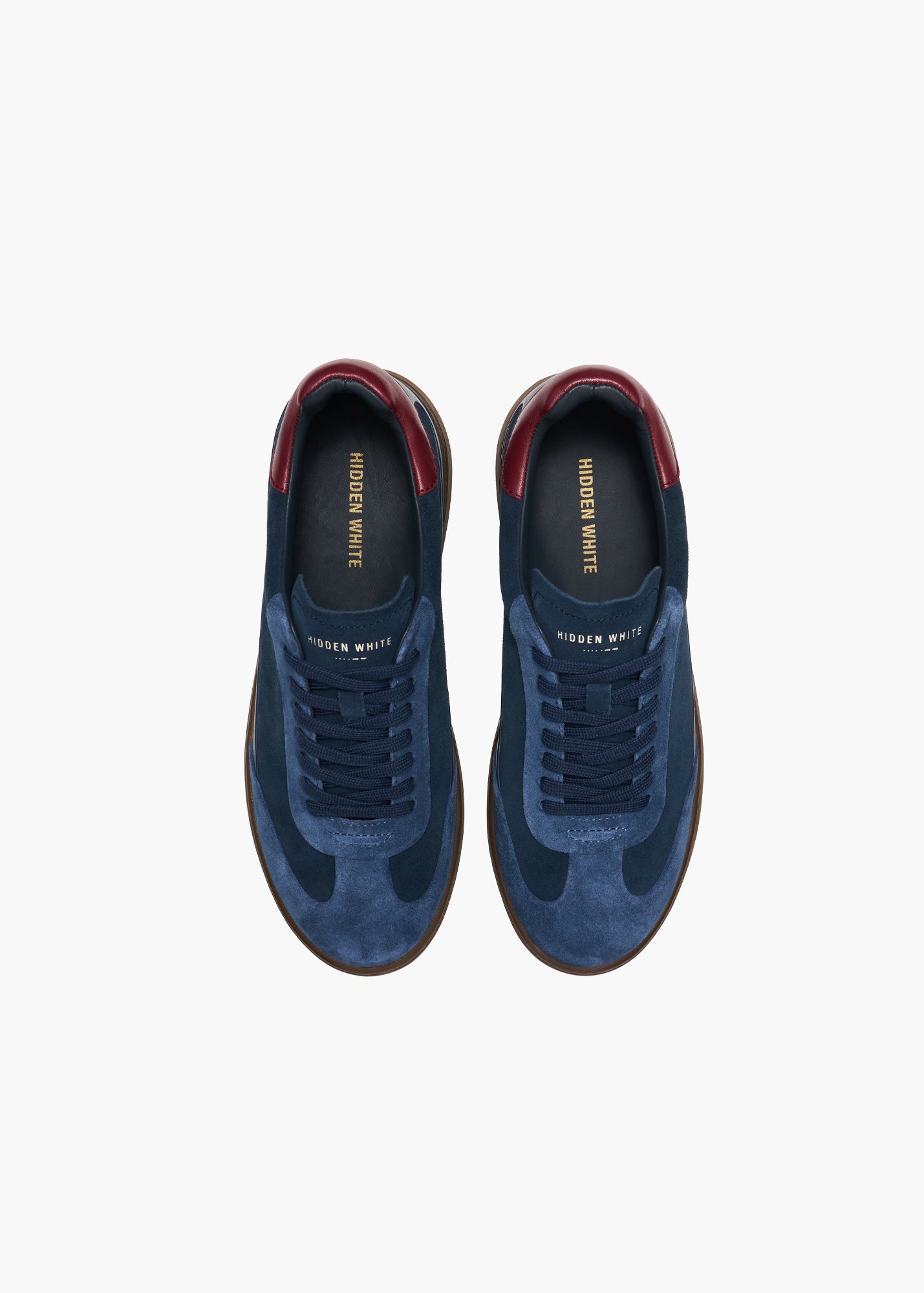 Dara Men Night Blue Royal Blue Deep Crimson Leather-Trimmed Suede Sneakers