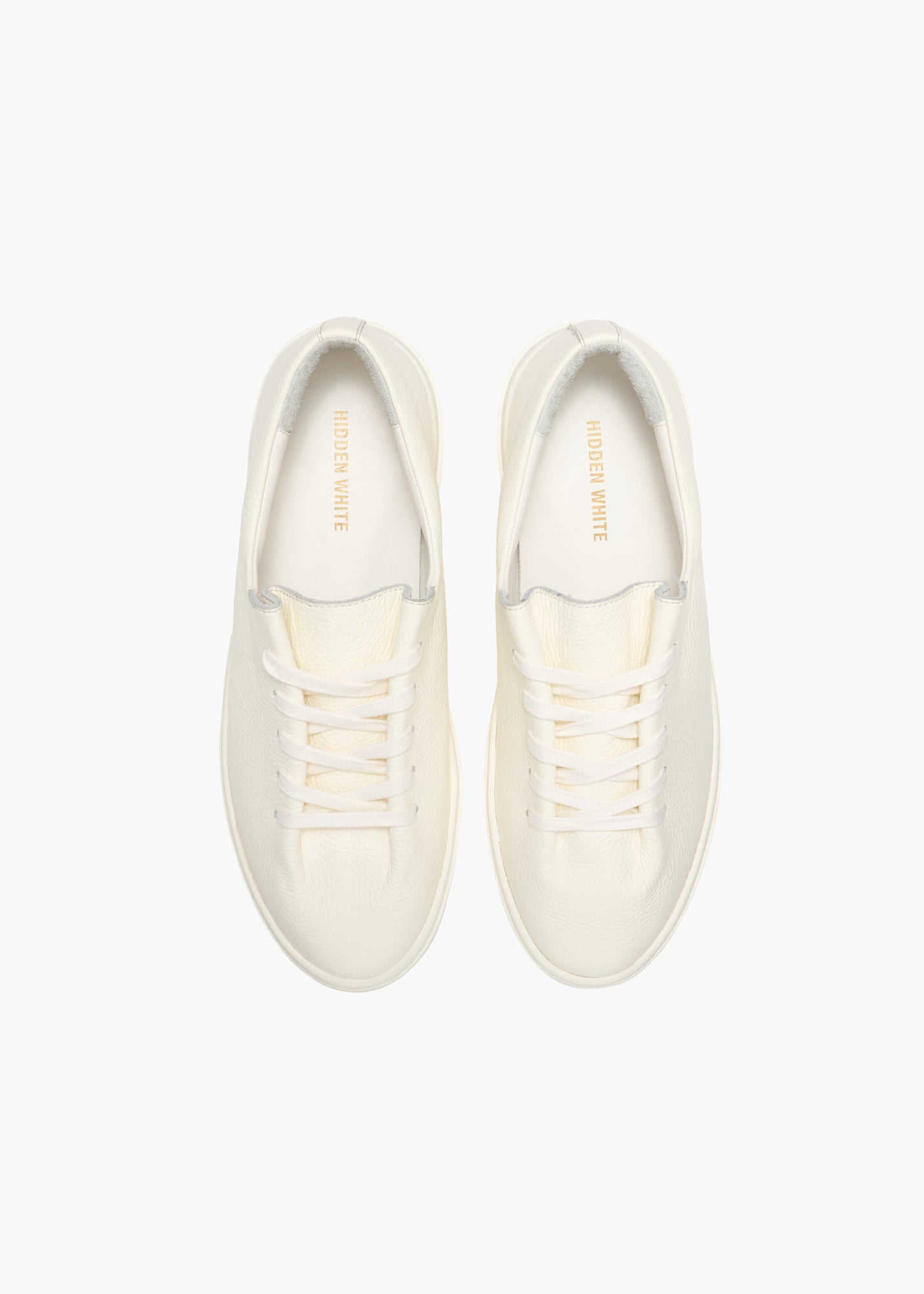 Dani Men White One Piece Fold Leather Trainers – Hidden White