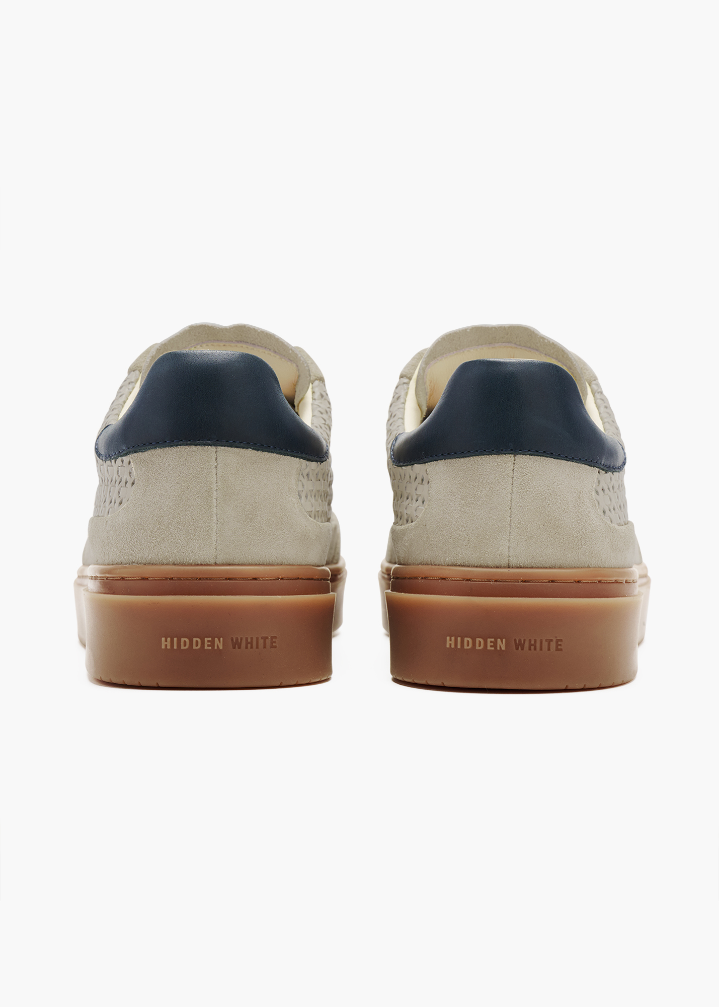 Dara Men Woven Slate Suede-Trimmed Interlaced Leather Trainers
