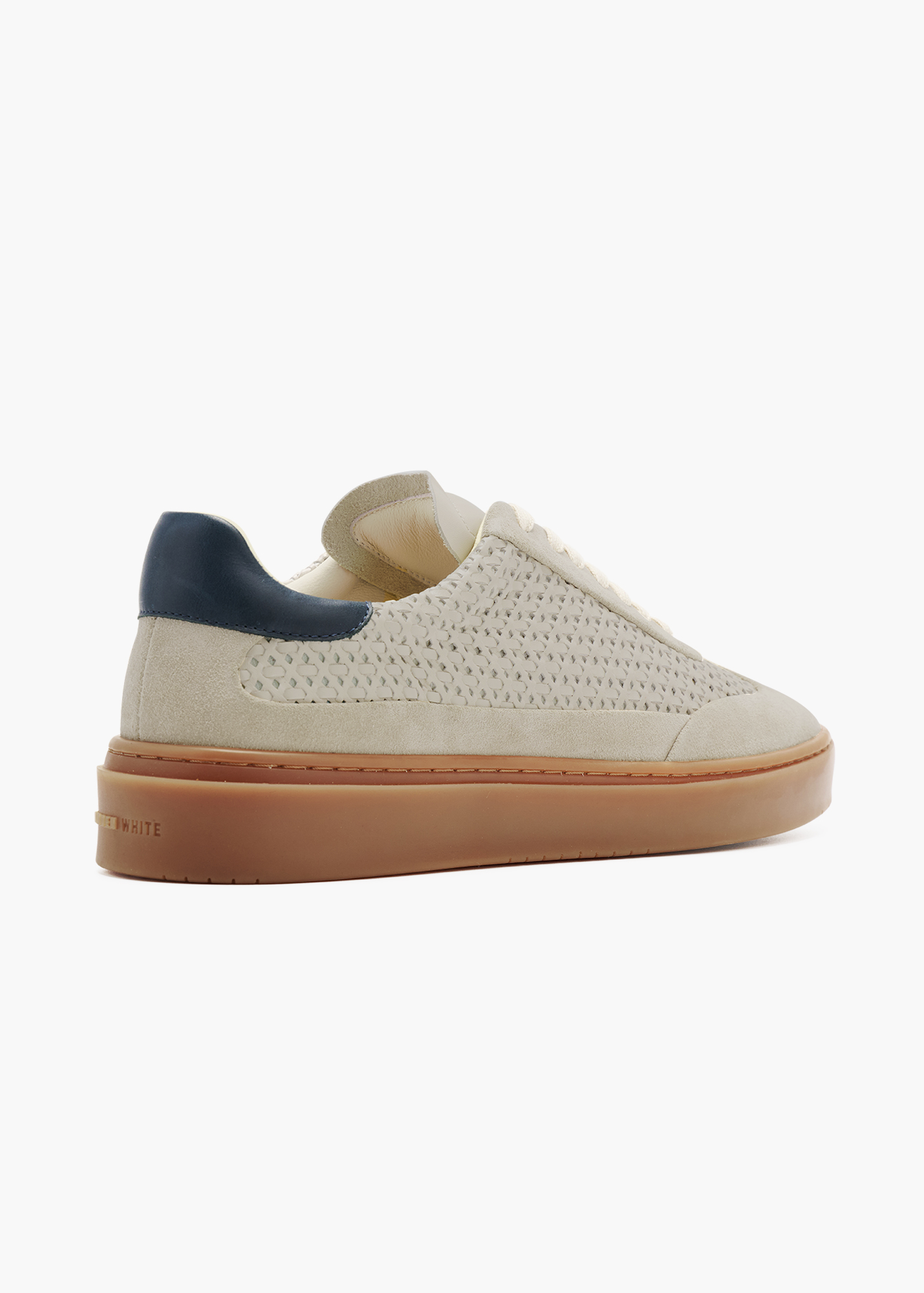 Dara Men Woven Slate Suede-Trimmed Interlaced Leather Trainers