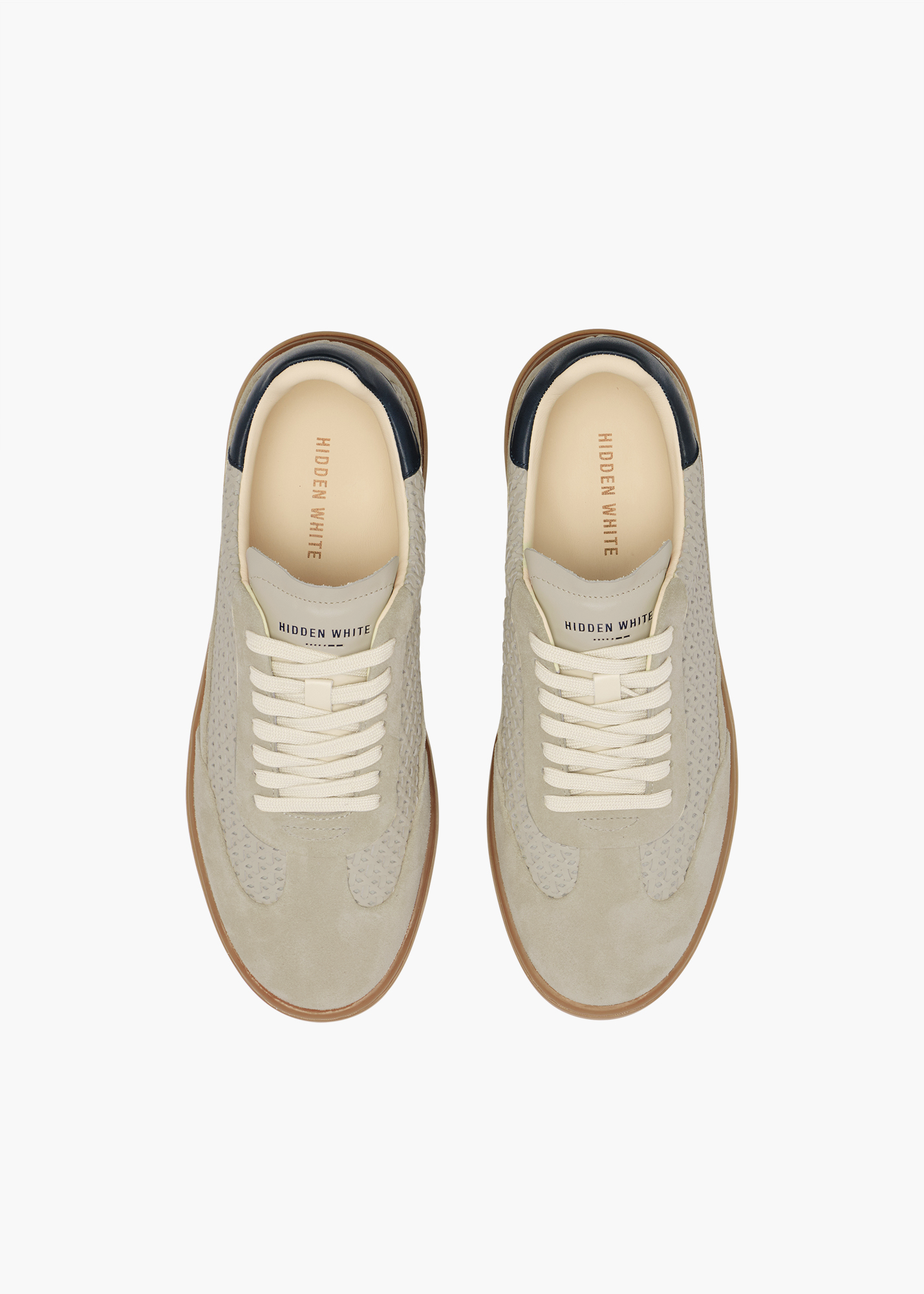 Dara Men Woven Slate Suede-Trimmed Interlaced Leather Trainers