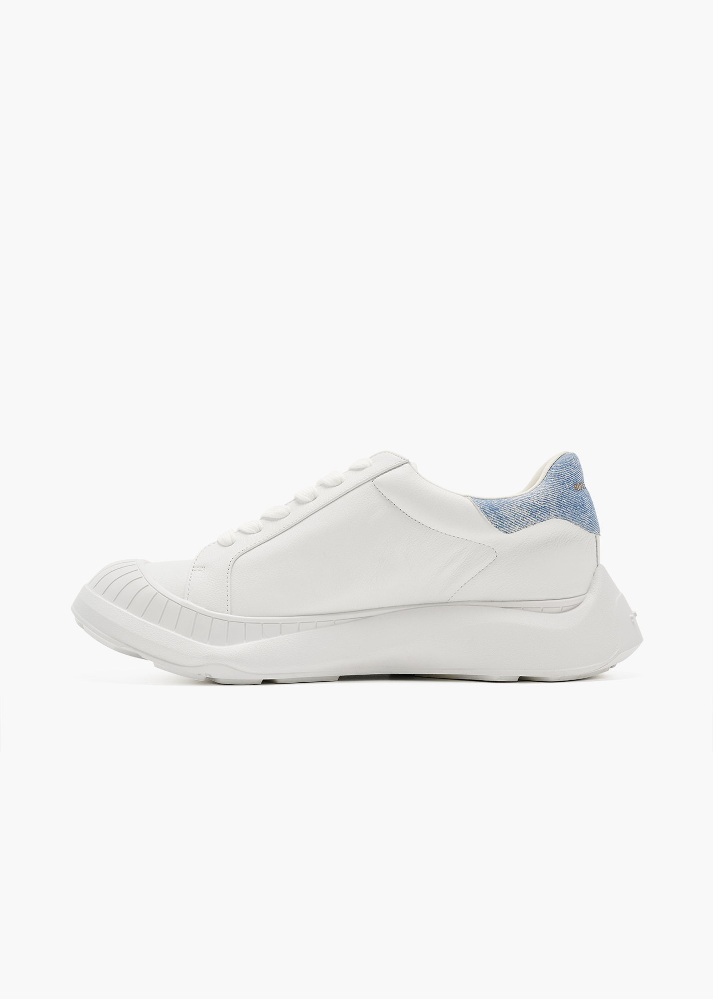 Asure Women White Denim Leather Trainers
