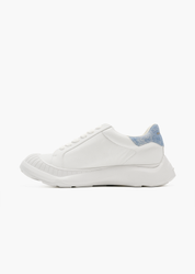 Asure Women White Denim Leather Trainers