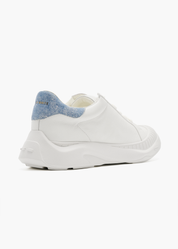 Asure Women White Denim Leather Trainers