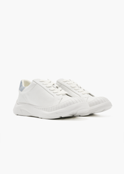 Asure Women White Denim Leather Trainers