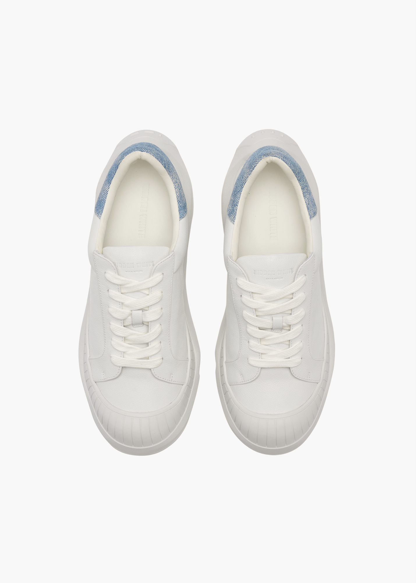 Asure Women White Denim Leather Trainers