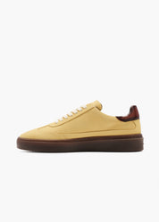 Dara Men Ochre Yellow Polished-Trimmed Velour Leather Trainers