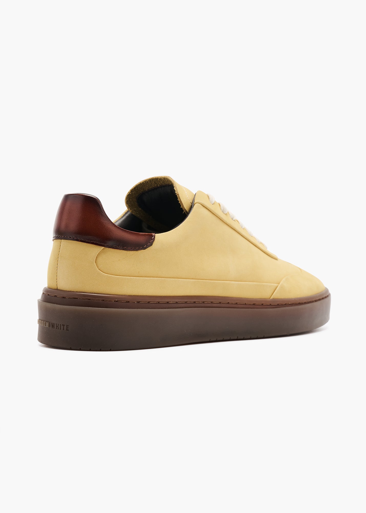 Dara Men Ochre Yellow Polished-Trimmed Velour Leather Trainers