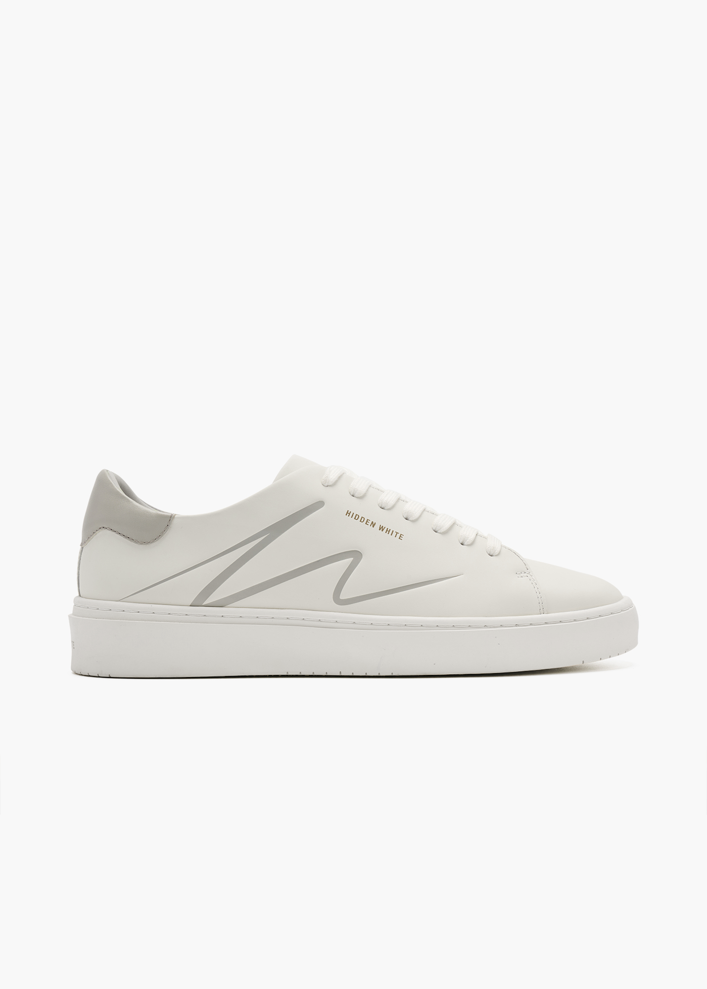 Dylan Men White Light Grey Leather Trainers