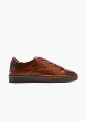 Dylan Men Brush Brown Leather Trainers