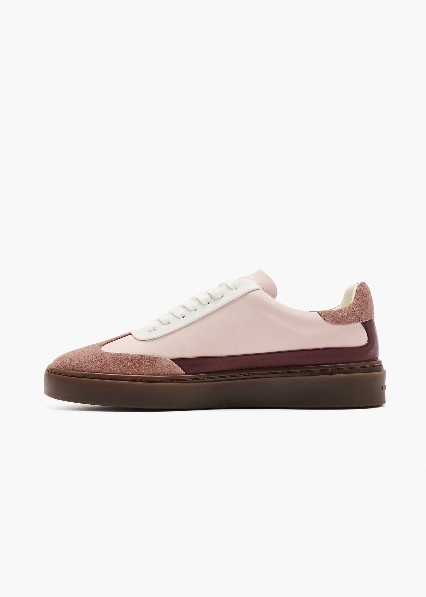 Dara Men Rose Dust Leather-Trimmed Suede Trainers