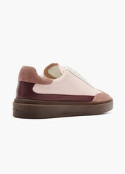 Dara Men Rose Dust Leather-Trimmed Suede Trainers
