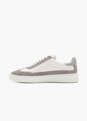 Dara Men White Grey Leather-Trimmed Suede Trainers