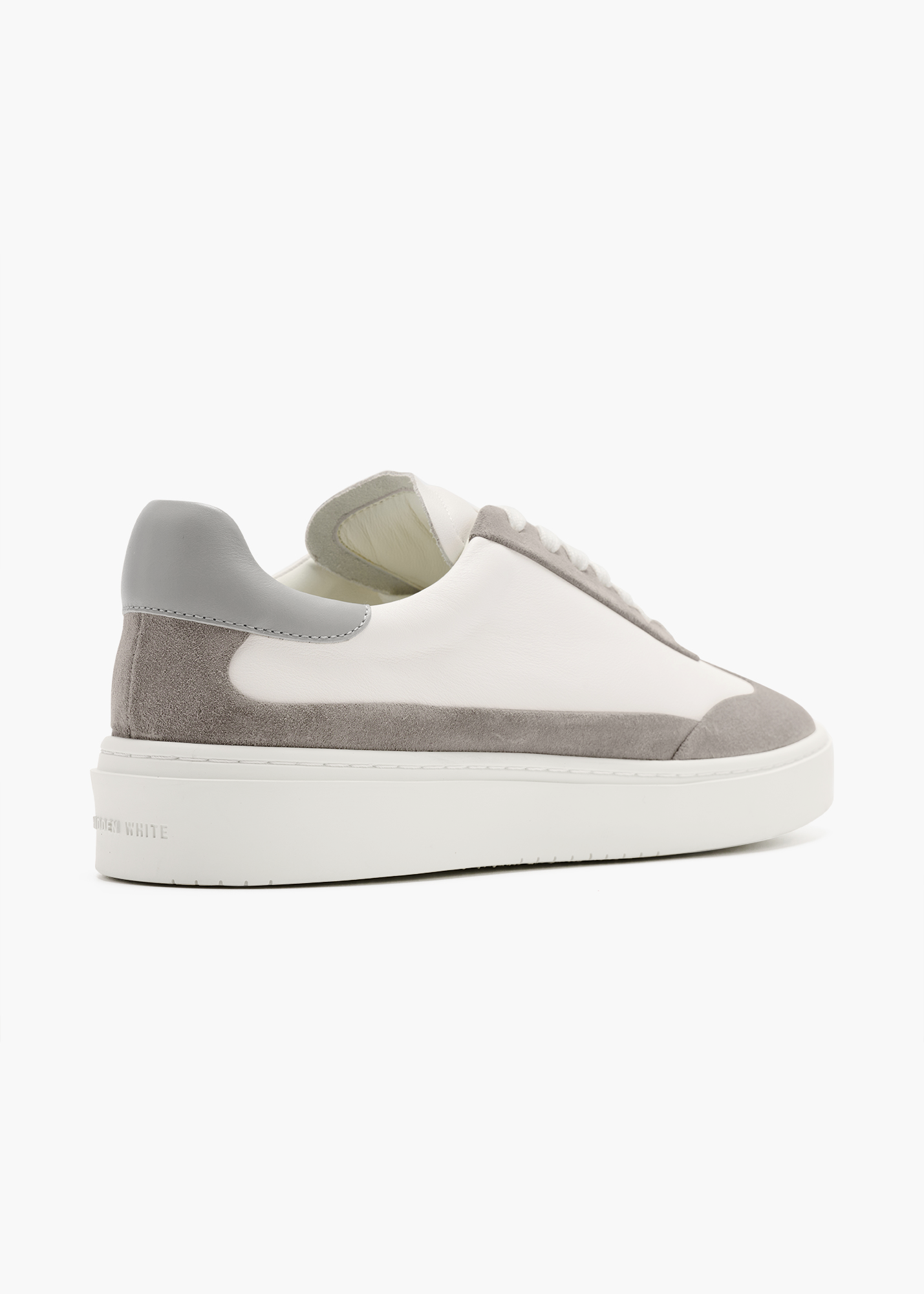 Dara Men White Grey Leather-Trimmed Suede Trainers
