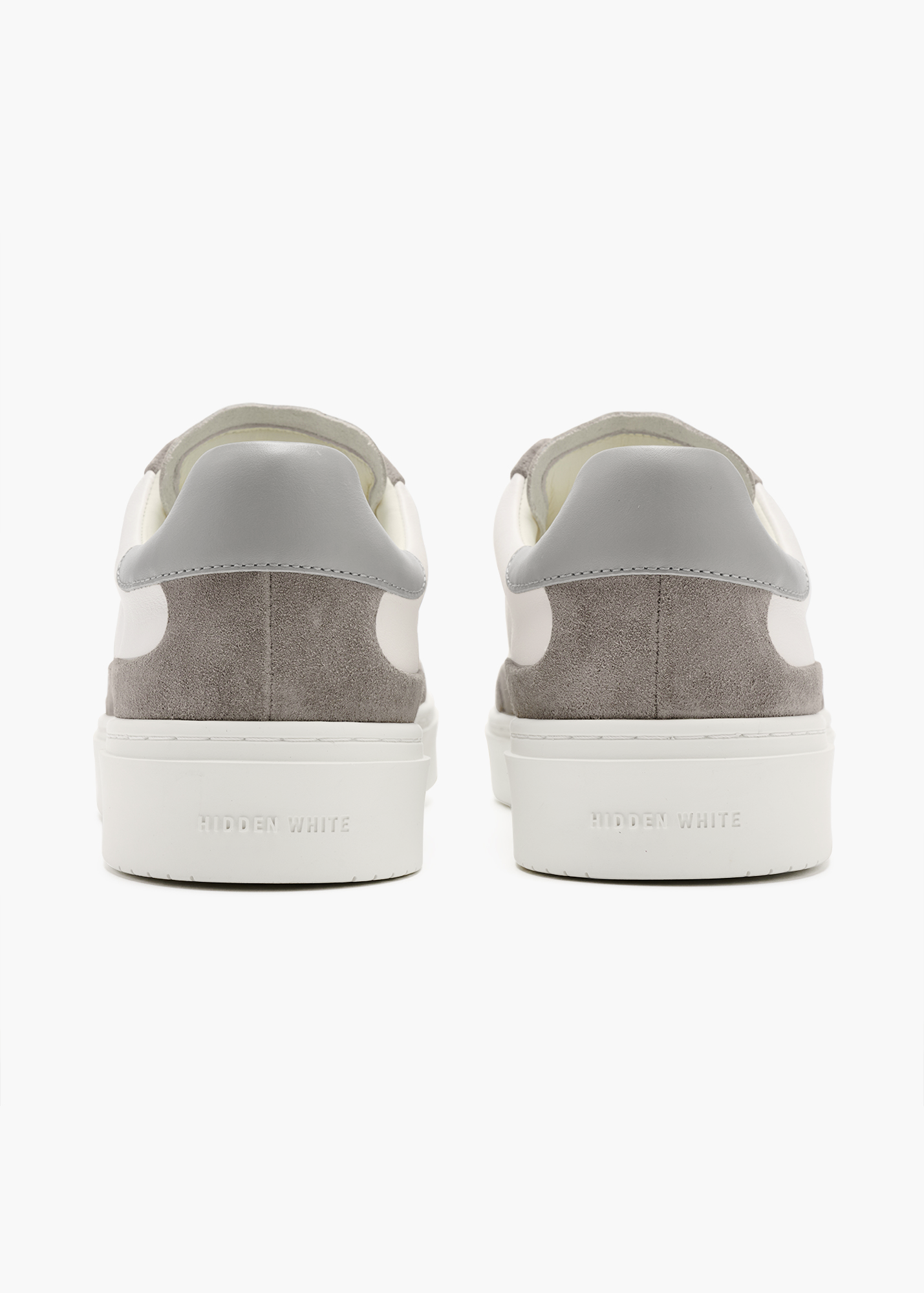 Dara Men White Grey Leather-Trimmed Suede Trainers