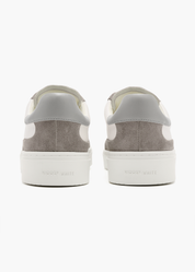 Dara Men White Grey Leather-Trimmed Suede Trainers