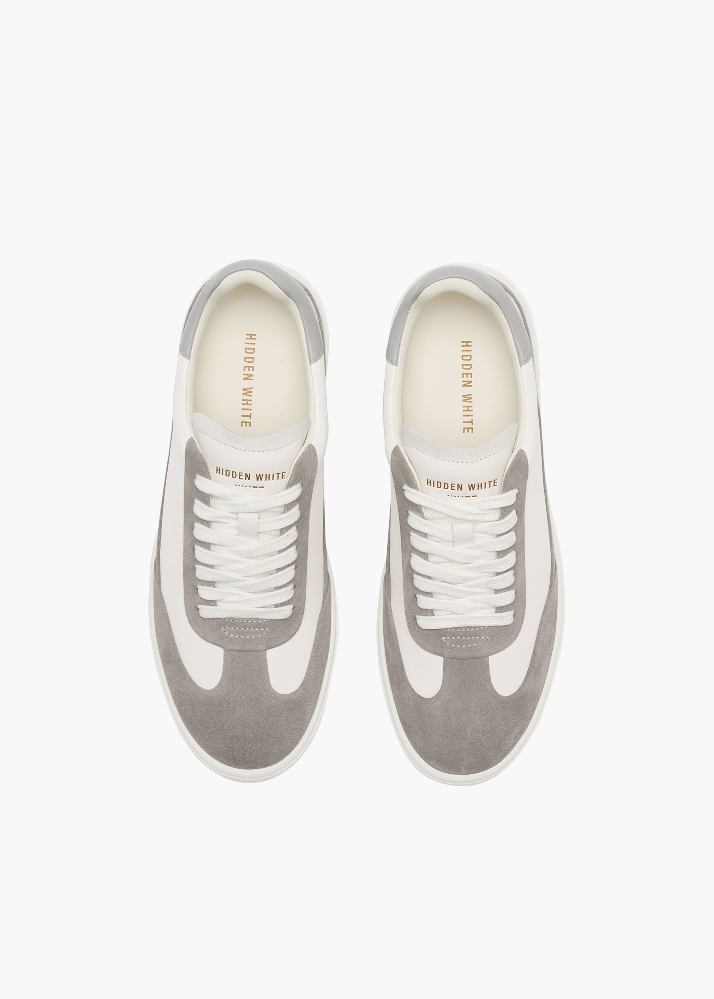 Dara Men White Grey Leather-Trimmed Suede Trainers
