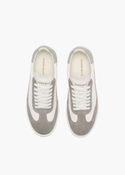 Dara Men White Grey Leather-Trimmed Suede Trainers