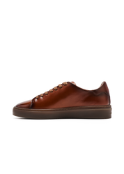 Dylan Men Brush Brown Leather Trainers