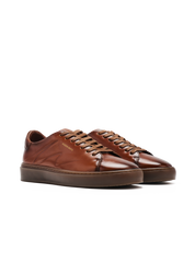 Dylan Men Brush Brown Leather Trainers